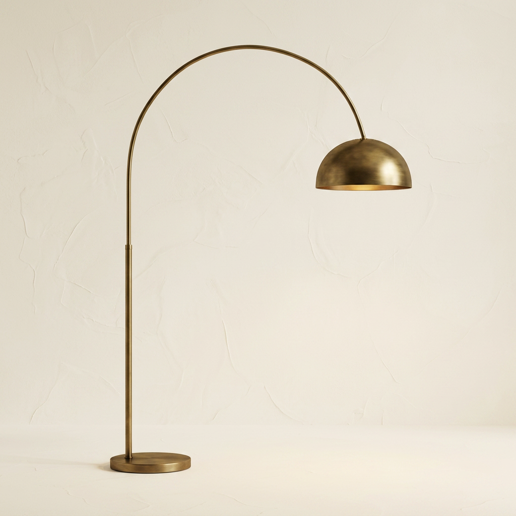 Aged-brass arc floor lamp