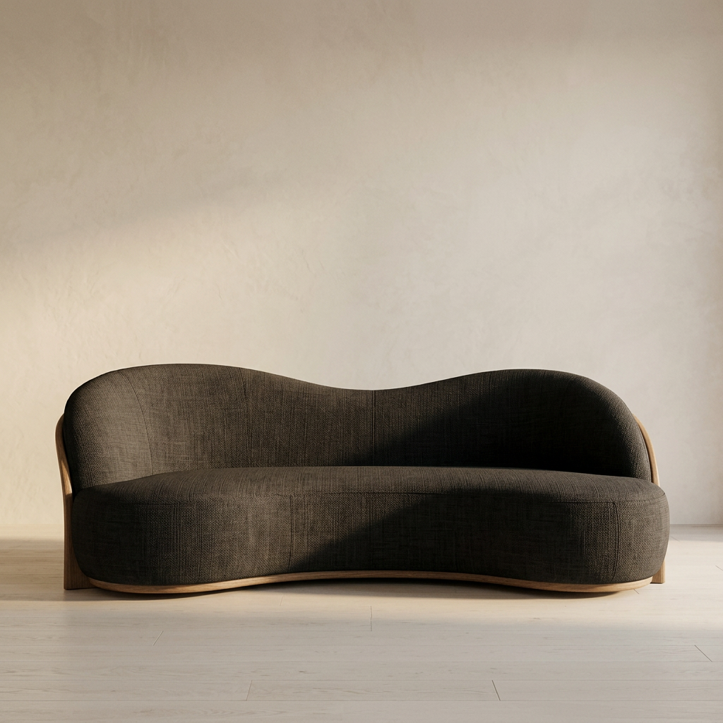 Low oak-frame sofa