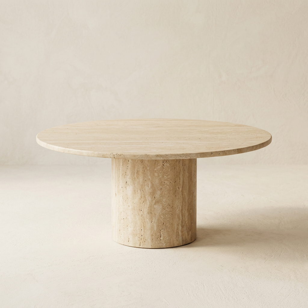 Travertine pedestal table